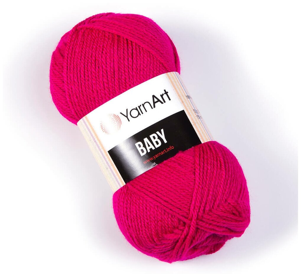 Пряжа для вязания YarnArt Baby (ЯрнАрт Беби) - 5 мотков 8041 малиновый, гипоаллергенная для детских изделий, 100% акрил, 150м/50г