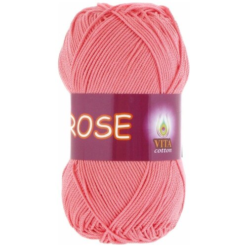 Пряжа Vita cotton Rose розовый коралл (3905), 100%хлопок, 150м, 50г, 1шт