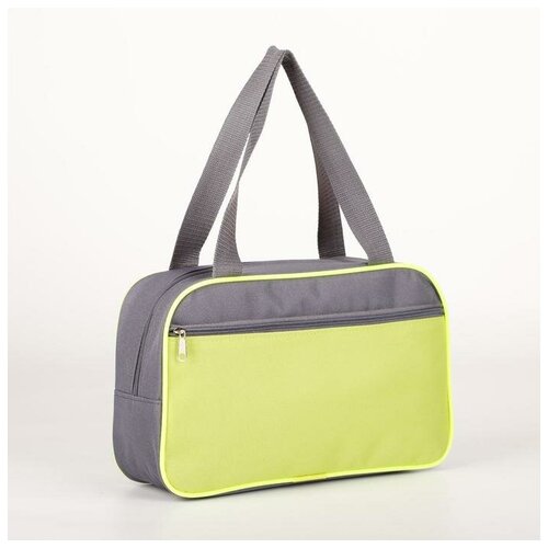 фото Сумка для обуви, отдел на молнии, наружный карман, цвет салатовый/серый textura