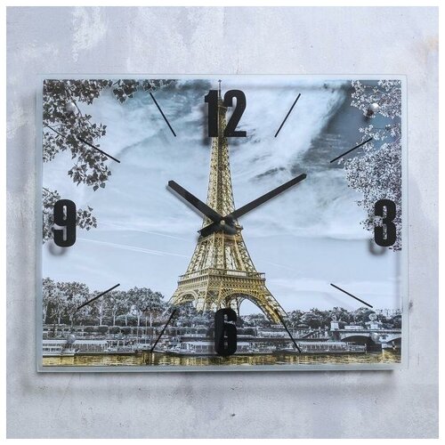 фото Часы настенные, серия: город, "эйфелева башня, париж", 40х50 см, микс нет бренда
