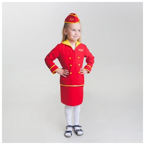 Детский карнавальный костюм Стюардесса, юбка, пилотка, пиджак, 4-6 лет, рост 110-122 см детский карнавальный костюм стюардесса юбка пилотка пиджак 4 6 лет рост 110 122 см