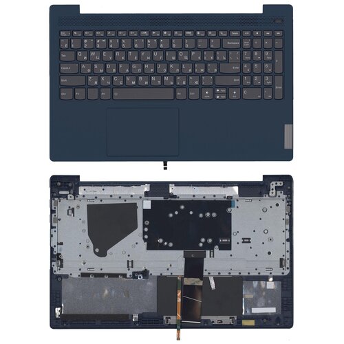Клавиатура (топ-панель) для ноутбука Lenovo IdeaPad 5-15 черная с синим топкейсом newrecord 11013167 dakl3emb8e0 laptop motherboard for lenovo ideapad y560p hm65 216 0772003 gpu main board full test
