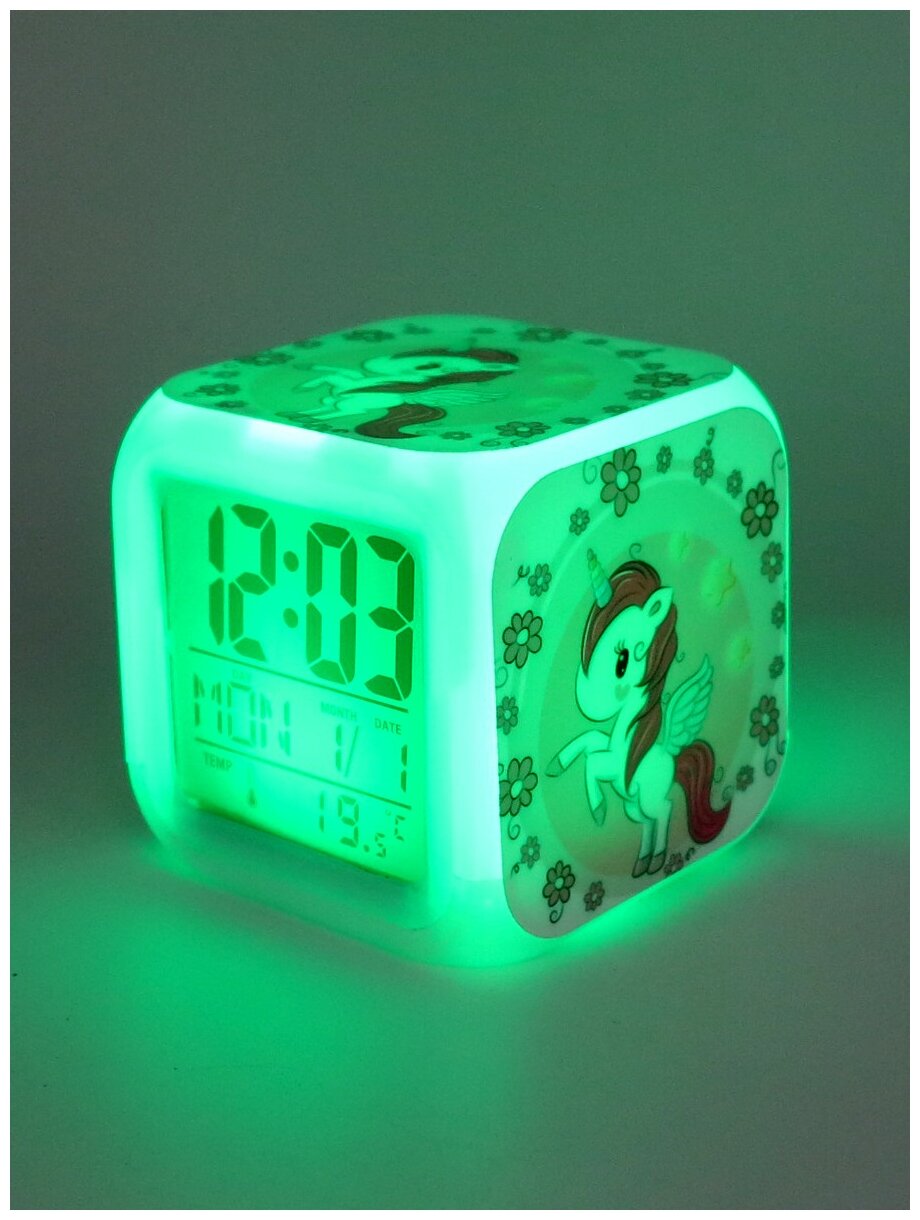 Часы-будильник Единорог с подсветкой №14 - фотография № 5