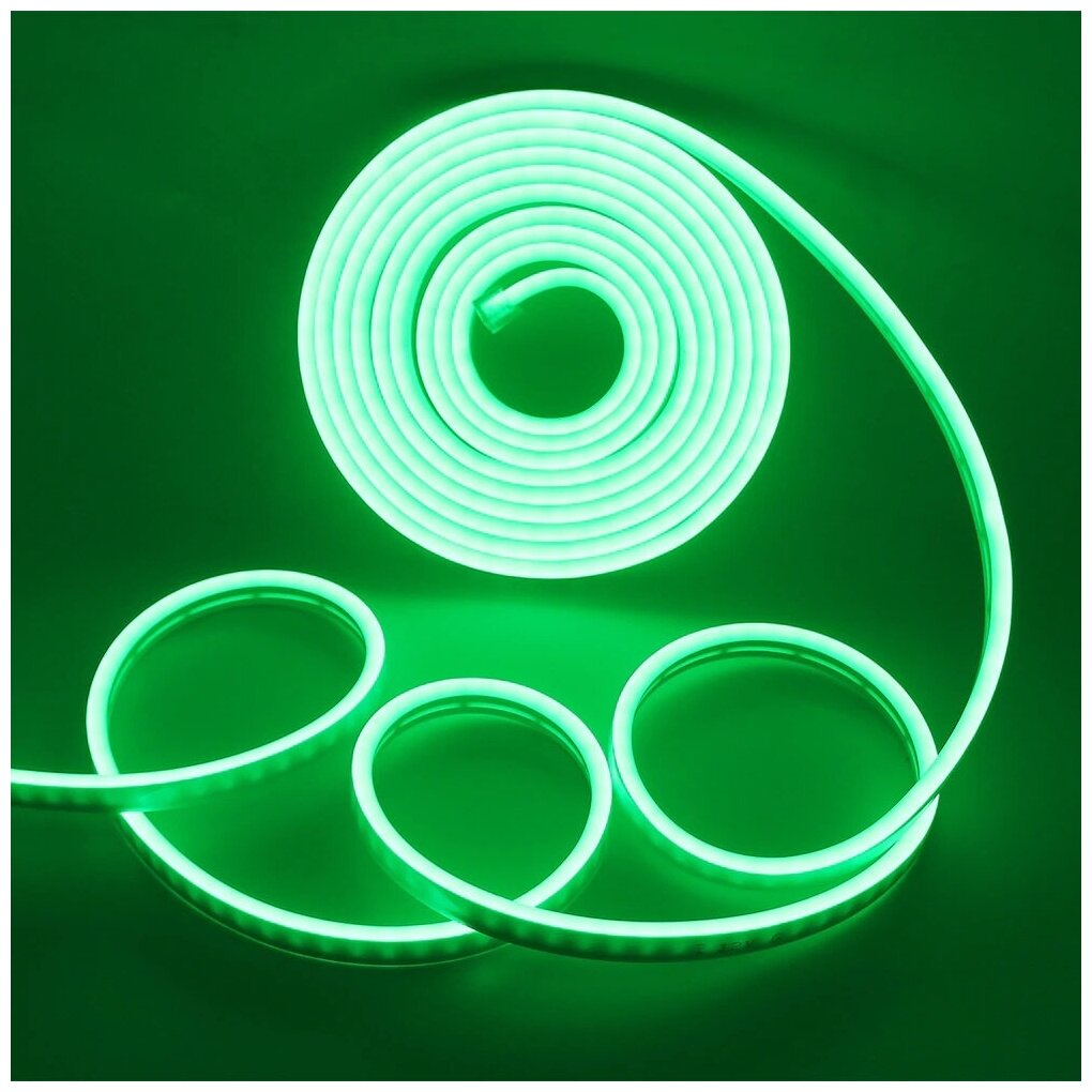 Светодиодная лента SmartElectronics 5м, 220В, IP67, 120 LED/m Гибкий неон 5 метров, неоновая RGB лента, подсветка интерьера/Зеленый - фотография № 6