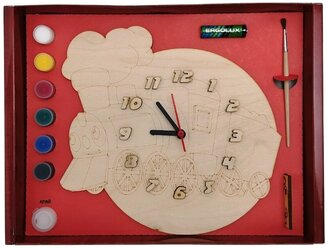 Часы с циферблатом под роспись "Чудо- поезд" с красками арт. ДНИ137