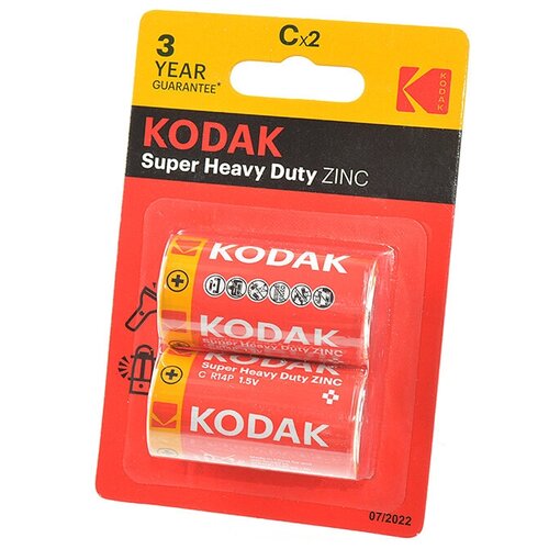 Элемент питания Kodak Super Heavy Duty ZINC R14 BL2, 2шт батарейки трофи r14 2s classic heavy duty zinc 12 600 9600