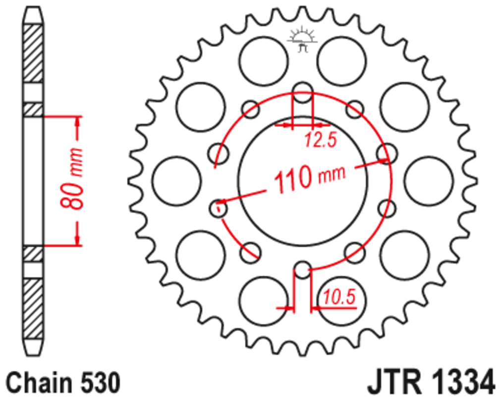 Звезда задняя (ведомая)(сталь) JT 1334.43