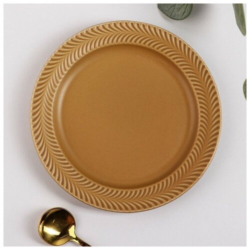 Тарелка керамическая пирожковая «Морская гладь», d=15,5 см, цвет коричневый
