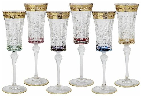 Набор из 6-ти бокалов для шампанского Цветная Флоренция Объем: 150 мл