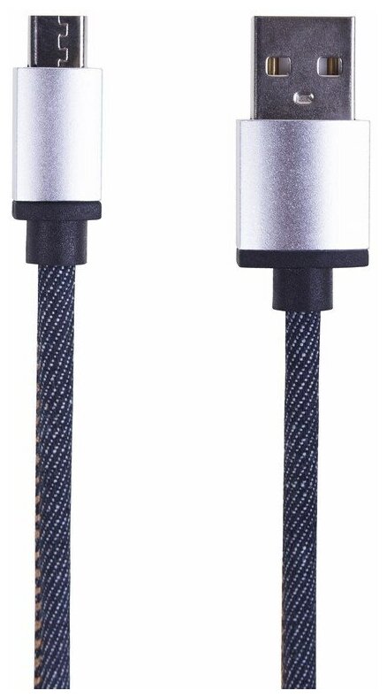 USB кабель microUSB (в джинсовой оплетке) 1 м цвет: Синий