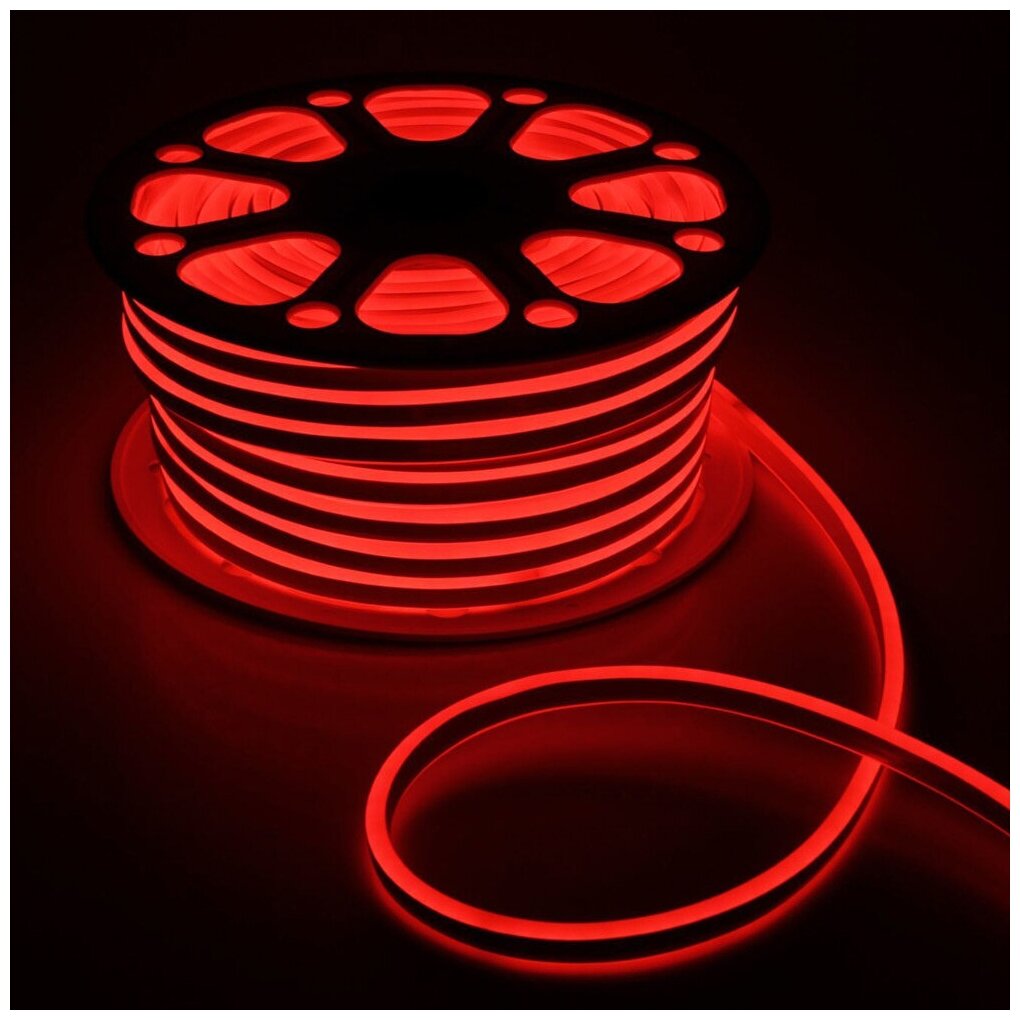 Светодиодная лента SmartElectronics 5м, 220В, IP67, 120 LED/m Гибкий неон 5 метров, неоновая RGB лента, подсветка интерьера/Красный - фотография № 7