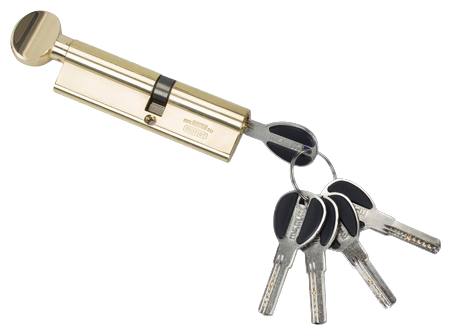 Цилиндровый механизм, латунь (личинка для замка)Перфорированный ключ-вертушка CW60/50 мм