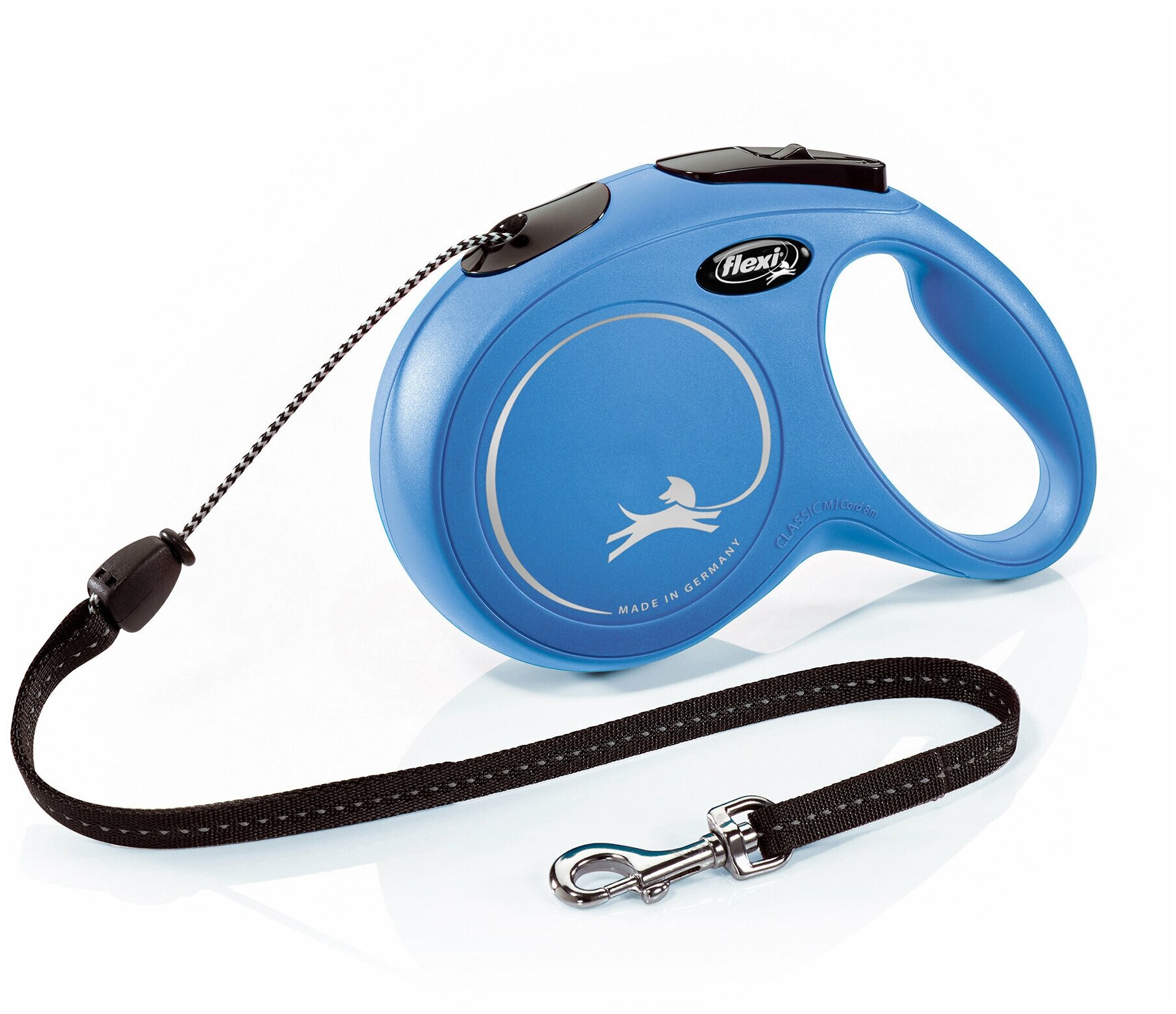 FLEXI CLASSIC CORD – Флекси тросовый поводок-рулетка для животных, 8 м, размер M, синий (1 шт)