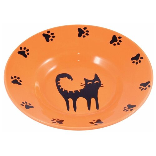 фото Керамикарт миска керамическая- блюдце для кошек 140 мл оранжевая