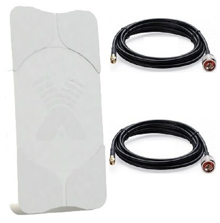 Antex Agata-2 Mimo 2x2 широкополосная панельная антенна 4g/3g/2g (15-17 dbi)+ sma-male кабель 10 м х 2 (003484)