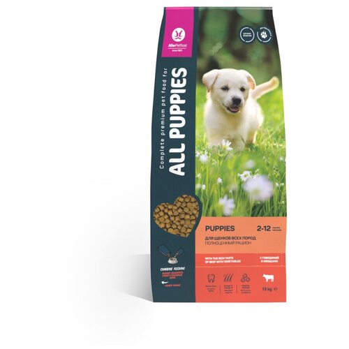 Сухой корм ALL PUPPIES для щенков всех пород полнорационный с говядиной и овощами