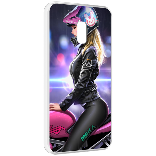 Чехол MyPads девушка на мотоцикле неон женский для Meizu 15 задняя-панель-накладка-бампер