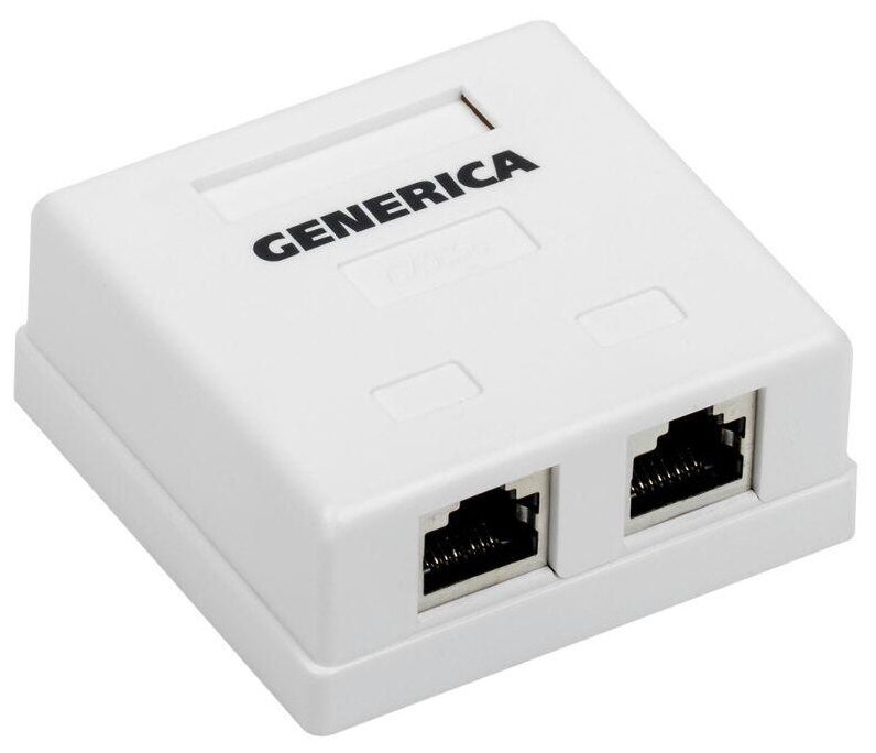 Розетка информационная RJ45 кат.5е FTP 2 порта настенная GENERICA ITK IEK CS2-1C5EF-22-G (1 шт.)