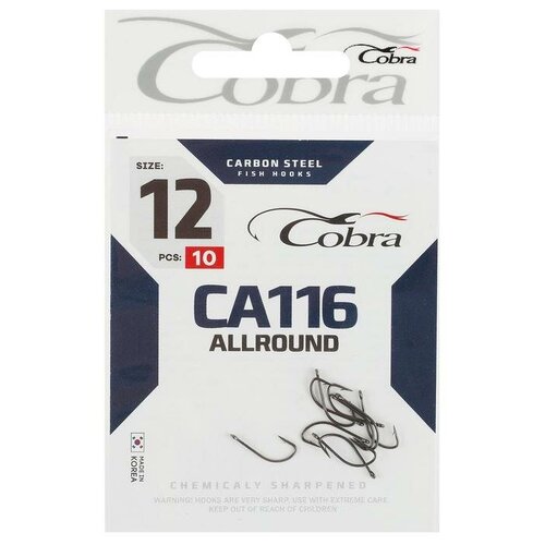 cobra крючки cobra allround серия ca116 14 10 шт Крючки Cobra ALLROUND серия CA116 №12, 10 шт.