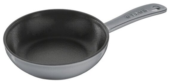 Сковорода круглая Staub Pans 16 см, с чугунной ручкой, серый графит