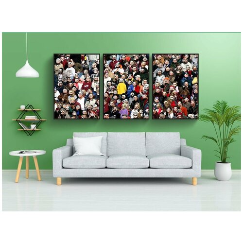 фото Набор модулных постеров для интерьера "люди, смайлики, маски" 60x90 см. в тубусе, без рамки lotsprints