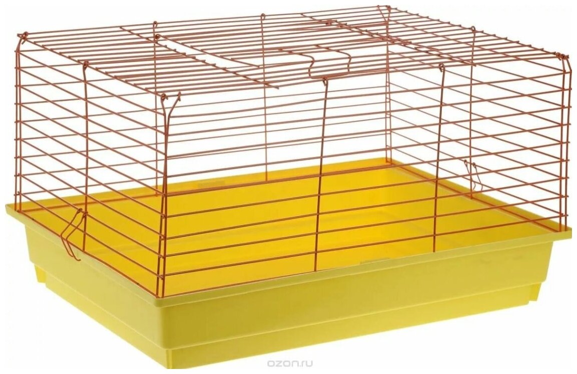 Зоомарк Клетка для кроликов №1 (610) 50х35х25 см, желтый поддон - фотография № 1