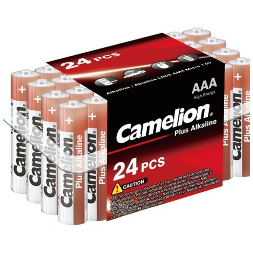 Батарейки Camelion LR03 Plus Alkaline PB-24 (LR03-PB24, 1.5В)(24 шт в уп.) , 1 уп. sony samsung pleomax r20 2s 24 96 4992 24 шт в уп