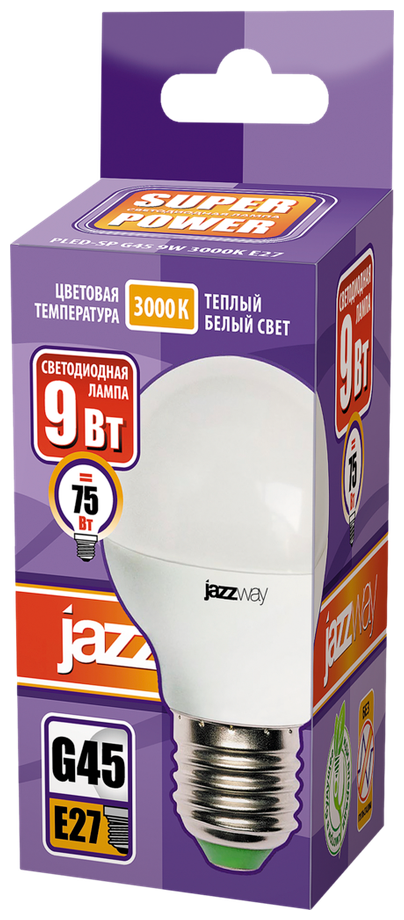 Jazzway Лампа PLED-SP G45 9W E27 3000K 820Lm-E
