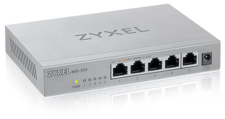 Коммутатор/ Zyxel MG-105 multi-gigabit switch, 5x1 / 2.5GE, desktop, silent