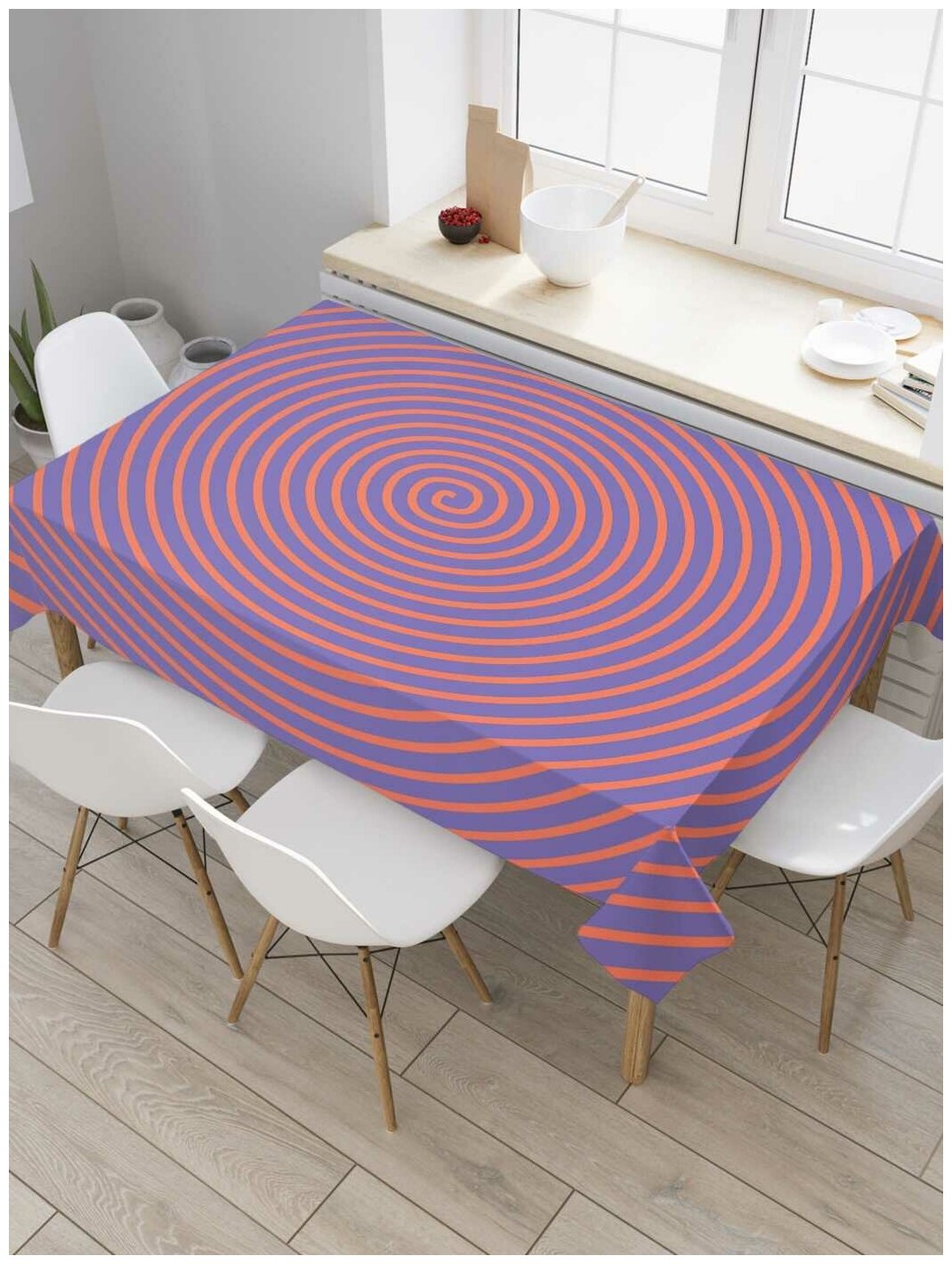 Скатерть прямоугольная JoyArty на кухонный стол "Классическая спираль" из оксфорда, 120x145 см