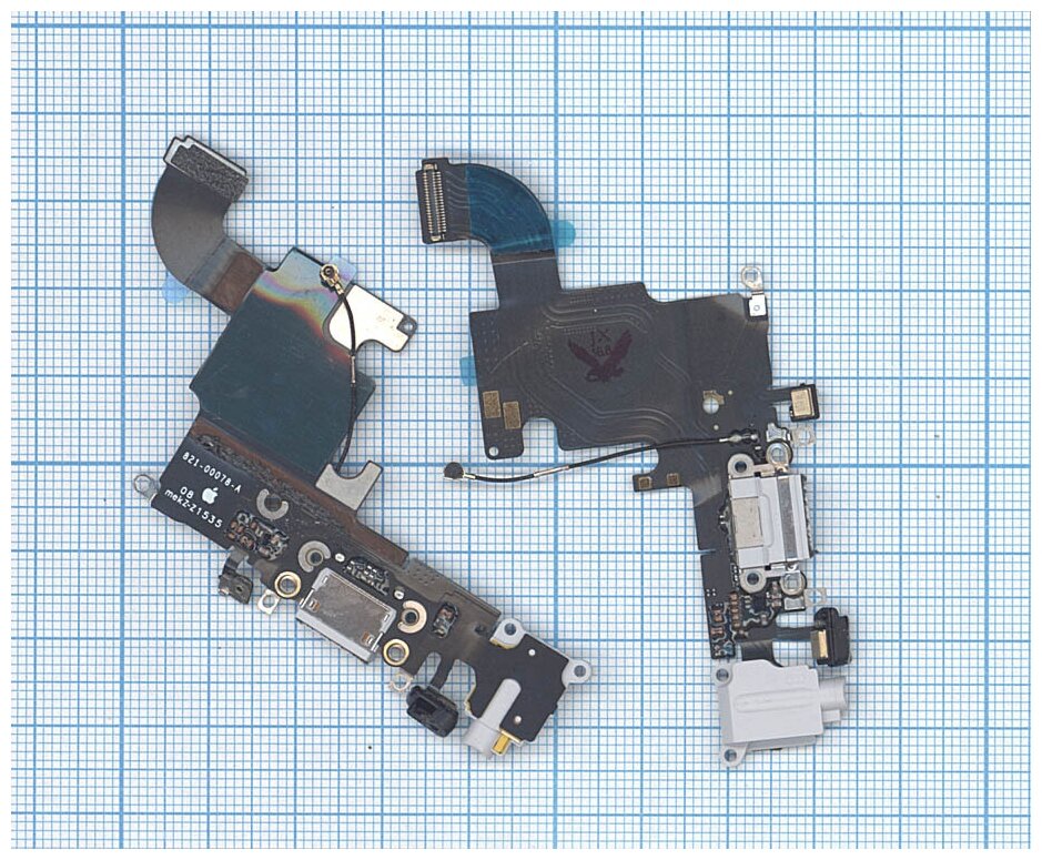 Шлейф разъема питания с аудио-разъемом для iPhone 6S серый