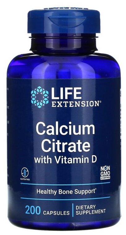 Капсулы Life Extension Calcium Citrate with Vitamin D, 270 г, 200 шт.