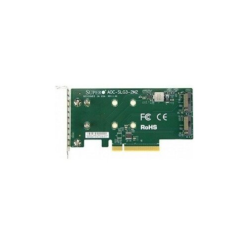 сетевой контроллер supermicro aoc slg3 2m2 Supermicro AOC-SLG3-2M2-O Low Profile, Dual NVMe M.2 SSD PCIe add-on card