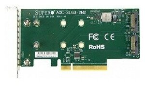 Supermicro Опция к серверу AOC-SLG3-2M2-O Low Profile, Dual NVMe M.2 SSD PCIe add-on card