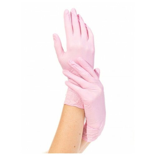 Nitrile, Нитриловые перчатки розовые, размер - M, 50 пар