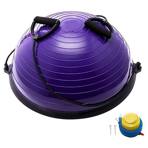 BOSU055-19 Полусфера BOSU гимнастическая, 58см, (фиоле) в комплекте с эспандером и насосом (B31660)