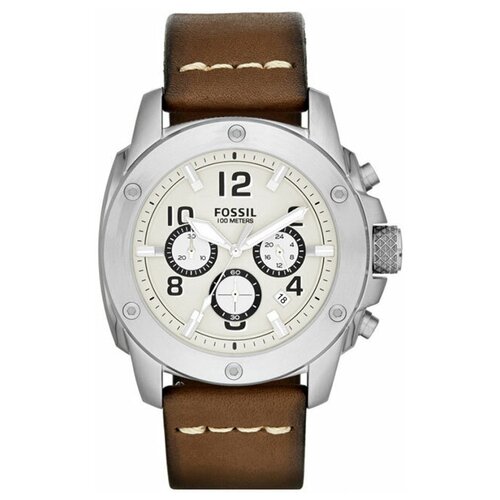 Наручные часы FOSSIL, серебряный мужские спортивные водонепроницаемые кварцевые часы с хронографом на кожаном ремешке