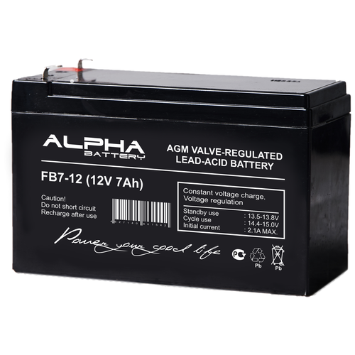 Свинцово-кислотный аккумулятор ALPHA BATTERY FB 7.0-12 (12 В, 7.0 Ач) свинцово кислотный аккумулятор alpha battery fb 7 2 6 6 в 7 2 ач 2 штуки