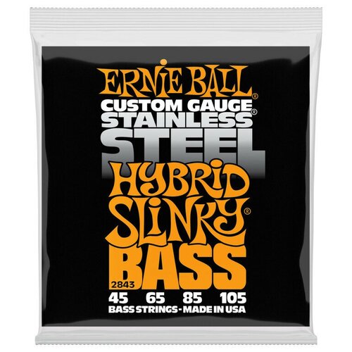 Ernie Ball P02843 Stainless Steel Hybrid Slinky Комплект струн для бас-гитары струны для бас гитары ernie ball 2843 45 105