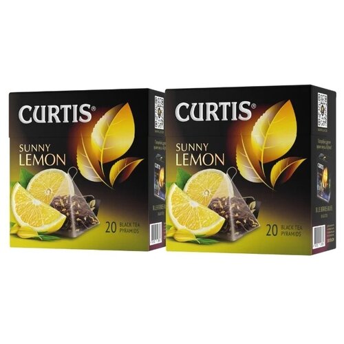 Чай черный Curtis Sunny Lemon в пирамидках, календула, лимон, лепестки подсолнечника, цитрус, 20 пак.