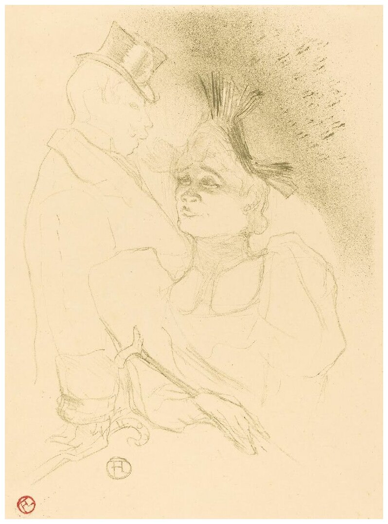 Репродукция на холсте Мадемуазель кредитора и Барон (1893) Тулуз-Лотрек Анри 30см. x 41см.
