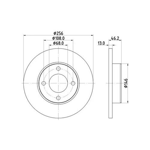 8DD355100581 HELLA Диск тормозной передний не вентилируемый