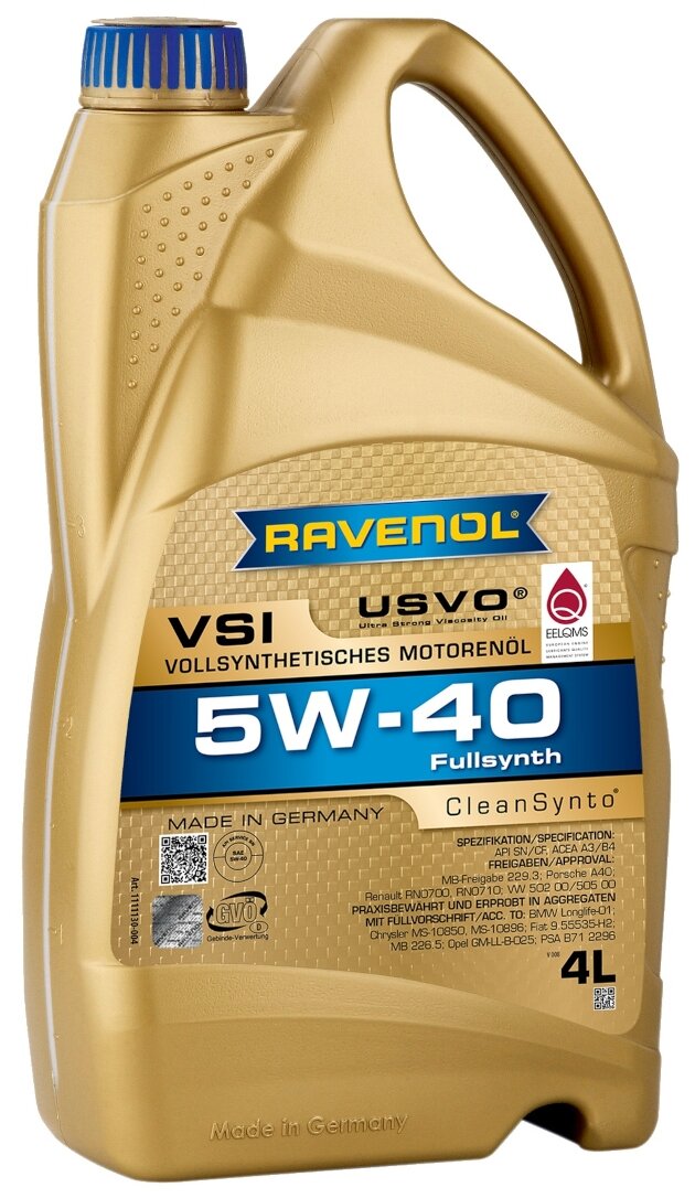 Синтетическое моторное масло RAVENOL VSI SAE 5W-40, 4 л, 4 л4 шт