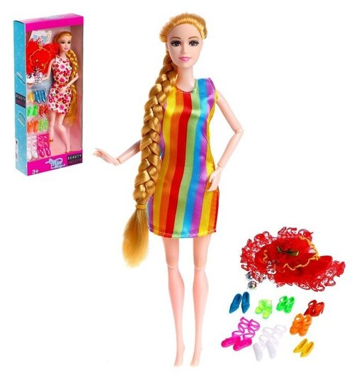 Кукла-модель шарнирная «Тина» в платье, с аксессуарами, микс