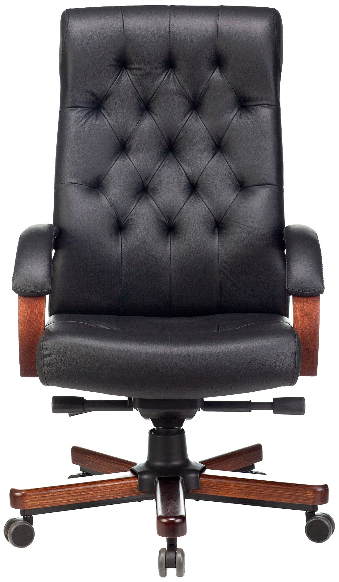 Кресло руководителя Бюрократ T-9928WALNUT, на колесиках, кожа, черный [t-9928walnut/black] - фото №2