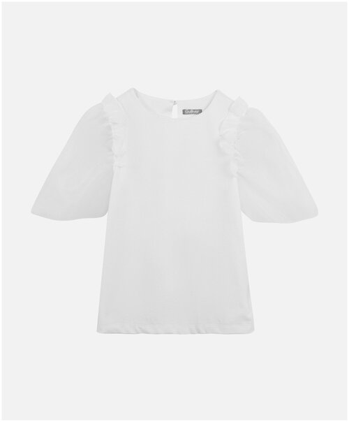 Школьная блуза Gulliver, короткий рукав, размер 122, белый