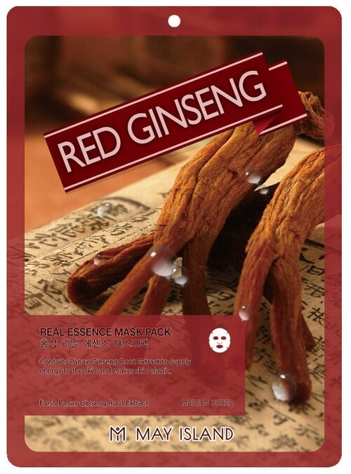May Island Маска для лица тканевая с красным женьшенем - Real essence mask pack red ginseng, 25мл