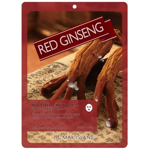 May Island Маска для лица тканевая с красным женьшенем - Real essence mask pack red ginseng, 25мл