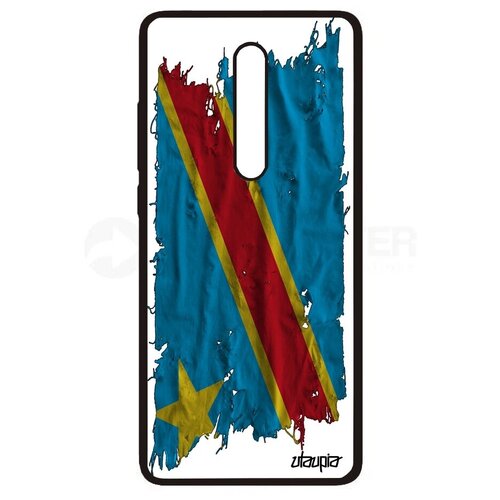 фото Защитный чехол для мобильного // xiaomi mi 9t pro // "флаг конго киншаса на ткани" стиль государственный, utaupia, белый