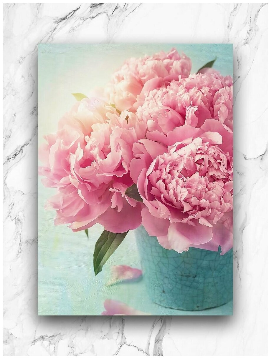 Картина для интерьера на холсте 30х40 см/ Розовые пионы